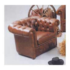 Chesterfield stol i original stil og ægte læder